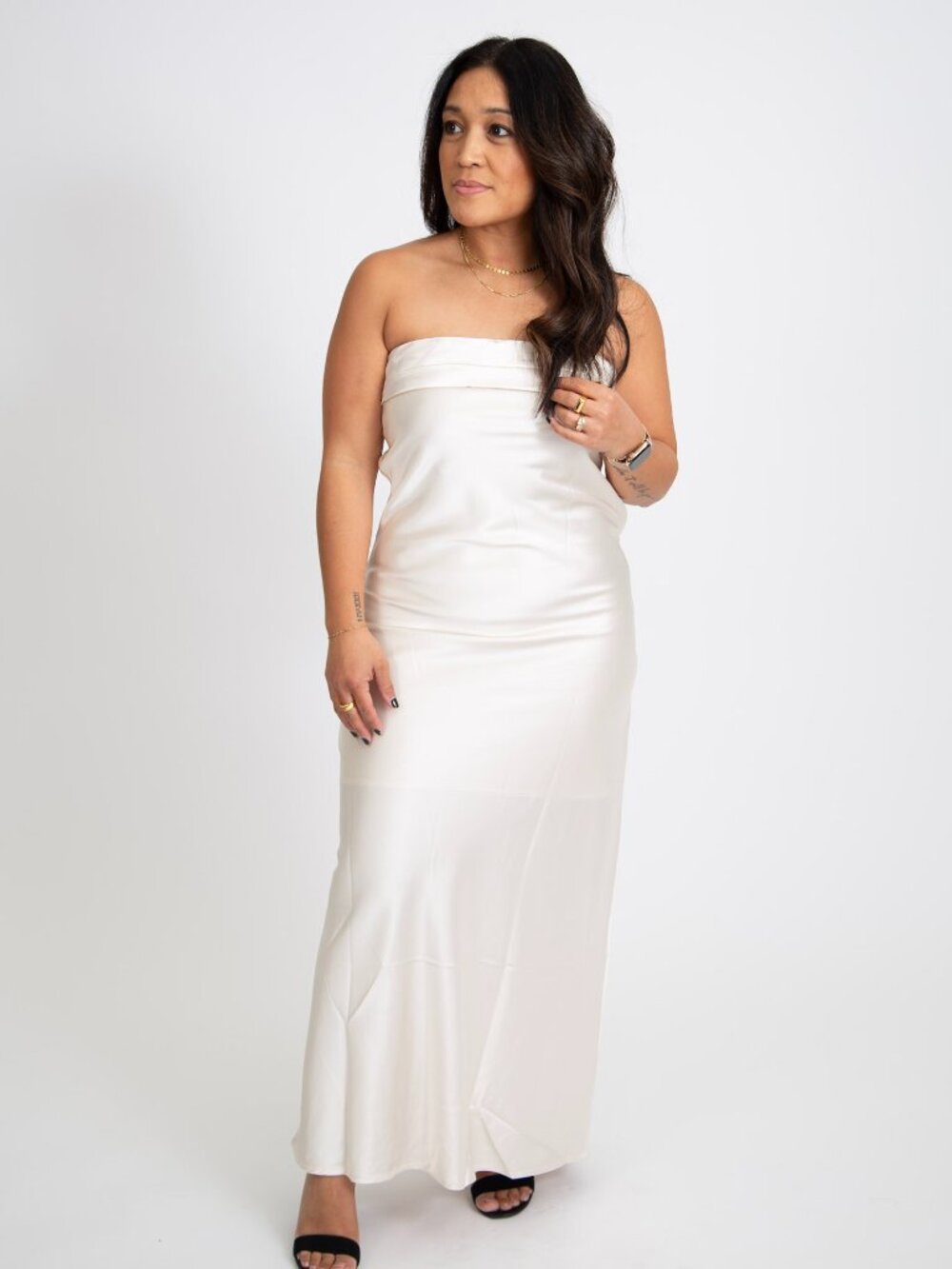 Strapless Open Back Dress | Ivory